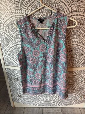 Talbots Pink and Teal Floral Sleeveless Camisole EUC